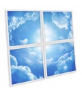 Kit de 4 dalles LED 600x600mm - Impression "Ciel bleu & soleil"