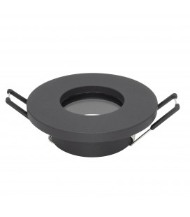 Collerette support d'encastrement GU10 / MR16 Étanche IP65 - Rond - Noir mat