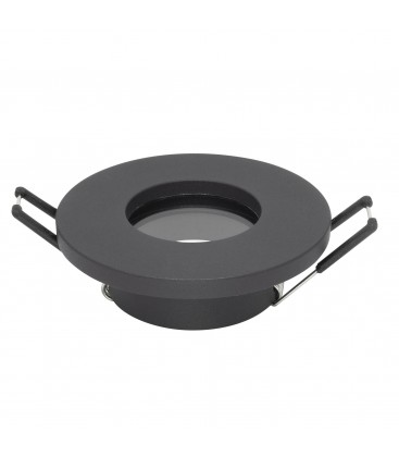 Support d'encastrement GU10 / MR16 Étanche IP65 - Rond - Noir mat