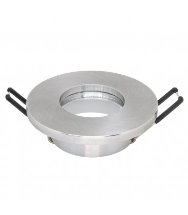 Support d'encastrement GU10 / MR16 Étanche IP65 - Rond - Aluminium brossé