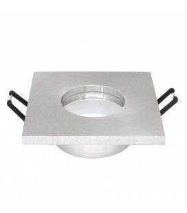 Collerette support d'encastrement GU10 / MR16 Étanche IP65 - Carré - Aluminium brossé