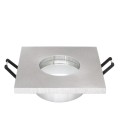 Collerette support d'encastrement GU10 / MR16 Étanche IP65 - Carré - Aluminium brossé