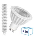 Pack de 10 Ampoules LED GU10 - 5W - Ecolife Ligthing® - Blanc Chaud