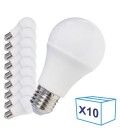 Pack de 10 Ampoules LED E27 - 8W - Ecolife Lighting® - Blanc Chaud