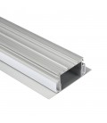 Profilé LED Direct/Indirect - Série T76 - 1,5 mètre - Aluminium - Diffuseur opaque