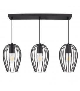 Trio de lampes suspendues Ether - Noir - Culot E27 - DeliTech®