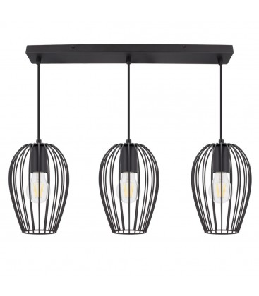 Trio de lampes suspendues Ether - Noir - Culot E27 - DeliTech®