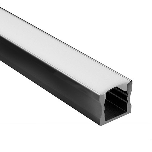 Profilé LED Noir - 1,5 mètre - Diffuseur opaque
