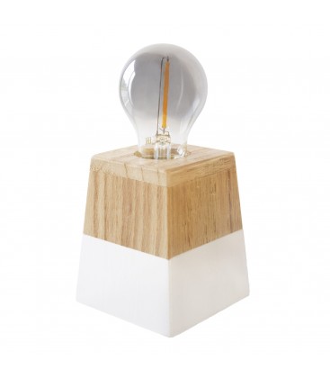 Lampe à poser Atlas - Pied carré - Bois - Culot E27 - DeliTech®