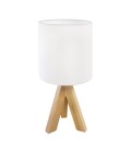 Lampe à poser Orion - Bois - Abat-jour blanc - Culot E27 - DeliTech®