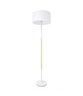 Lampe sur pied Attis - Bois - Abat-jour blanc - Culot E27 - DeliTech®