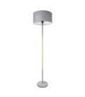 Lampe sur pied Attis - Bois - Abat-jour Gris - Culot E27 - DeliTech®