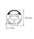 Profilé LED rond - Série O24 - 1,5 mètre - Aluminium - Diffuseur opaque