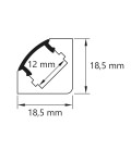 Profilé LED d'angle - Série V19 - 1,5 mètre - Aluminium - Diffuseur opaque