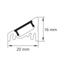 Profilé LED d'angle - Série V16 - 1,5 mètre - Aluminium - Diffuseur opaque