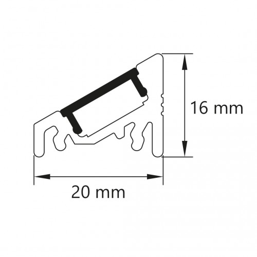 Profilé LED d'angle - Série V16 - 1,5 mètre - Aluminium - Diffuseur opaque