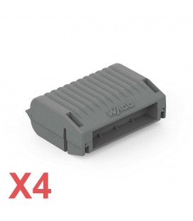 Lot de 4 WAGO Gelbox série 221 pour conducteurs - Dérivation avec gel - 2x73 - Borne 4 mm² max. - Taille 2 - Gris