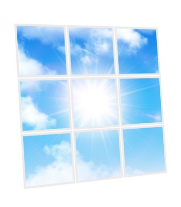 Pack de 9 dalles LED imprimées - Sun - 600x600mm - Fabriqué en France (alimentation non fournie)