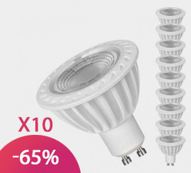 Pack de 10 ampoules LED GU10 blanc Neutre